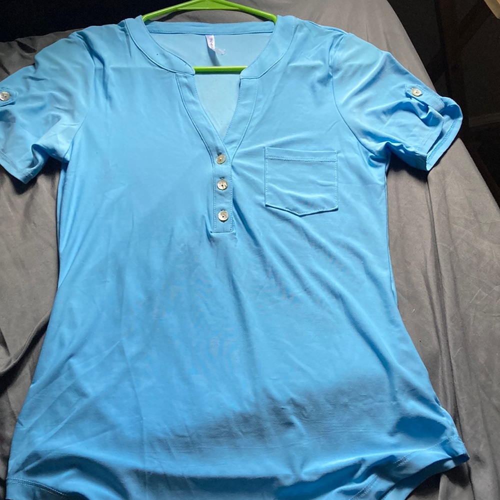 Evie Henley Stretchy Fabric light Blue color size small